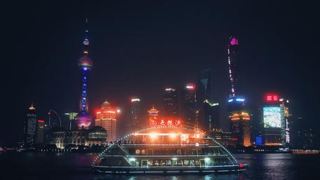 Vibrant Nightlife of Shanghai Skyline wallpaper