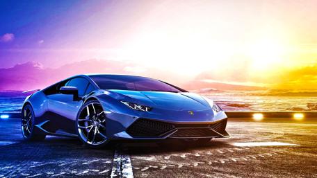 Sunset Gleam on Sleek Sports Car wallpaper
