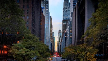 Urban Canyon at Dusk in NYC wallpaper