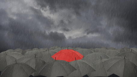 A Vibrant Red Umbrella in a Gray World wallpaper