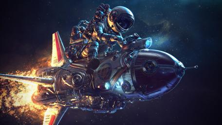 Astronaut Blaze Through Cosmic Trails wallpaper