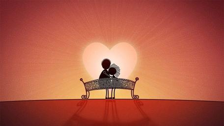 Romantic Silhouettes in Love's Embrace on Valentine's Day wallpaper