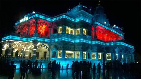 Colorful Temple Illuminations at Night wallpaper