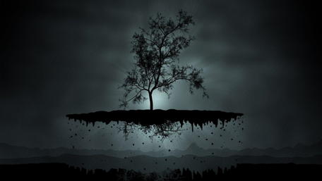 Mystic Island in the Night Sky wallpaper