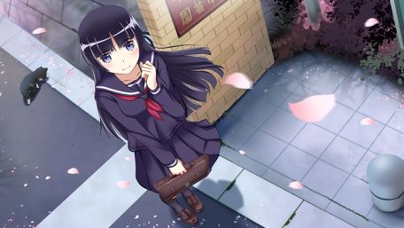 Serene Schoolgirl Beneath Cherry Blossoms wallpaper