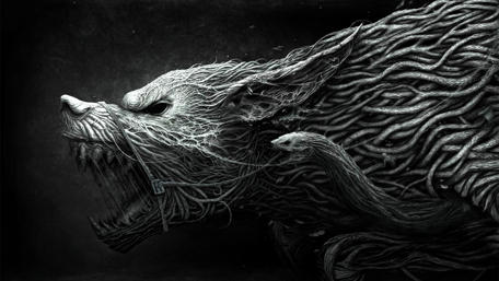 Monstrous Wolf Unleashed in Darkness wallpaper