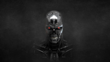 Mechanical Menace Emerges from the Shadows wallpaper