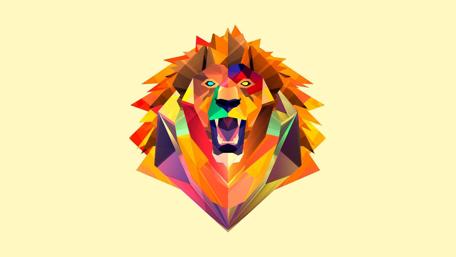 Vibrant Geometric Lion Design for Modern Spaces wallpaper
