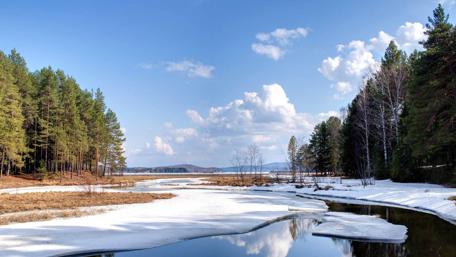 Tranquil Spring River Landscape wallpaper