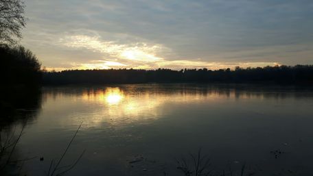 Golden Reflections on a Winter Lake wallpaper
