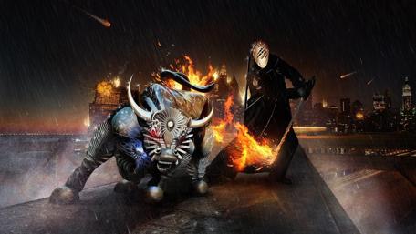 Fiery Bull Parade in the Rain wallpaper