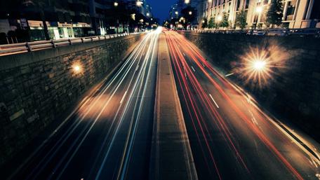 City Lights in Motion at Night wallpaper