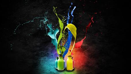 Vibrant Paint Explosion on Dark Background wallpaper