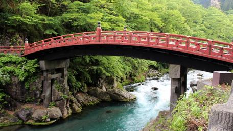 Serene Bridge Over Tranquil Waters in Nikko National Park wallpaper