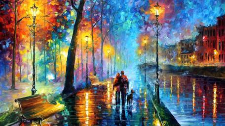 Rainy street - Painting art wallpaper