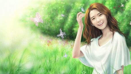 Whimsical Butterflies in a Dreamy Landscape wallpaper