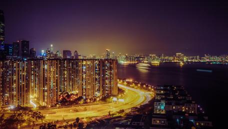 Vibrant Nightscape of Hong Kong City Lights wallpaper