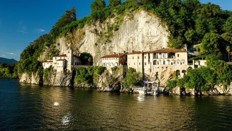 Cliffside Haven Santa Caterina del Sasso Monastery wallpaper