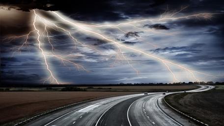 Thunderstruck Highway at Dusk wallpaper