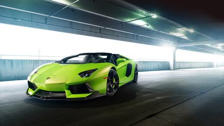 Lamborghini Aventador in Bold Green Shade wallpaper