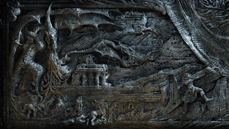 Mystical Dragon Carving in Ancient Stone wallpaper