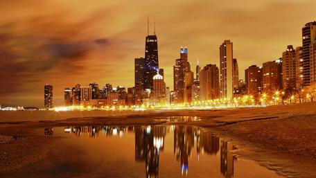 City Lights Dance on Still Waters wallpaper