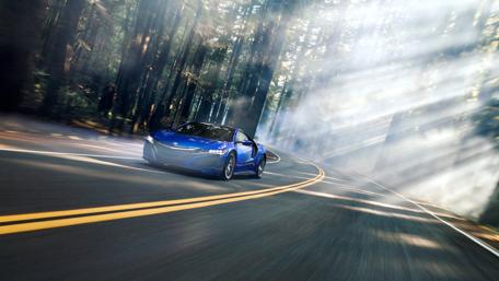 Dream Car on Sunlit Road wallpaper