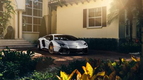 Matte Lamborghini Dream in Sunlit Mansion wallpaper