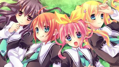 Charming Schoolgirls in a Playful Pose wallpaper