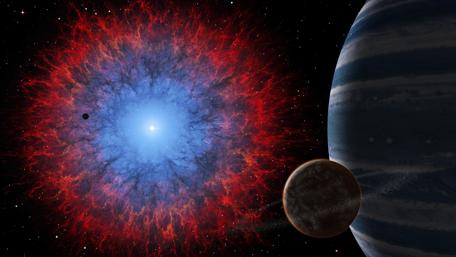 Stellar Explosion and Alien Worlds wallpaper