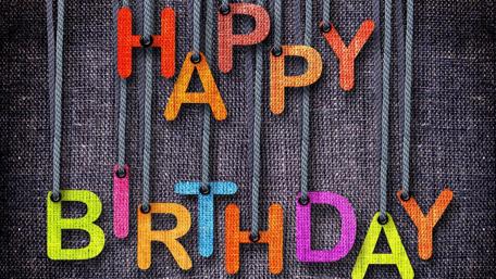 Colorful Happy Birthday Message on Strings wallpaper