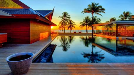 Tropical Oasis at Sunset wallpaper
