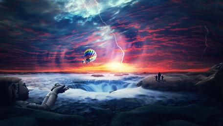 Floating Dreams in a Stormy Sky wallpaper