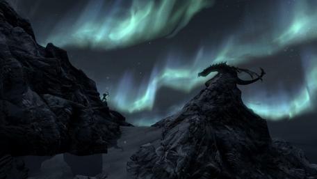 Dragon Under Northern Lights wallpaper