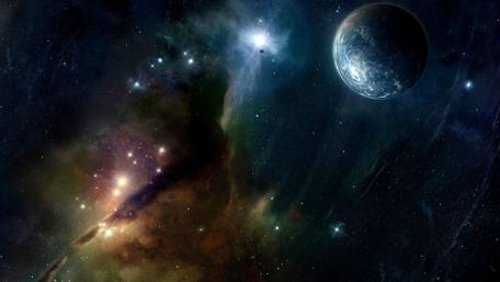 Mystical Cosmos Featuring Earth and Nebulae wallpaper