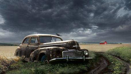 Rustic Time Capsule Amongst Whispering Fields wallpaper