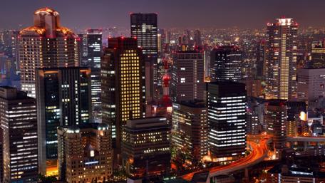 Vibrant Nightscape of a Japanese Cityscape wallpaper