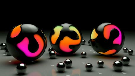 Vibrant Abstract Marbles in Dark Space wallpaper