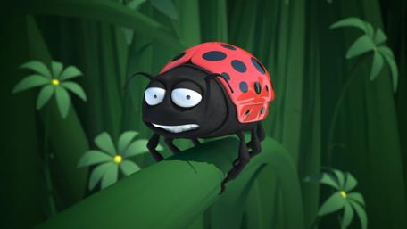 Whimsical Ladybug in a Lush Green Fantasy World wallpaper
