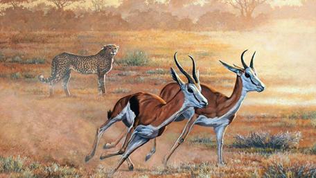 Wildlife Chase in a Serene Landscape wallpaper