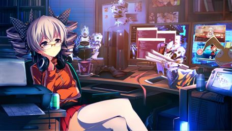 Tech-Savvy Anime Office wallpaper