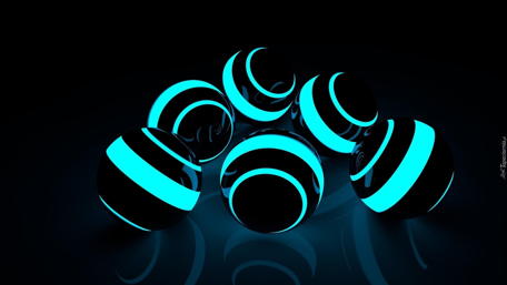 Glowing 3D Balls on Dark Background wallpaper
