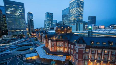 Tokyo Skyline at Dusk Enhancing Urban Elegance with City Lights and Modern Architecture wallpaper