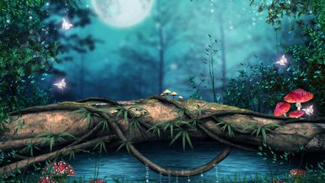 Mystical Moonlit Mushroom Haven wallpaper