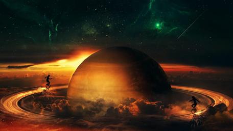 Space unicycle wallpaper