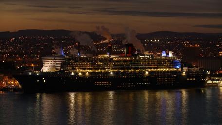 Majestic Ocean Liner at Dusk wallpaper