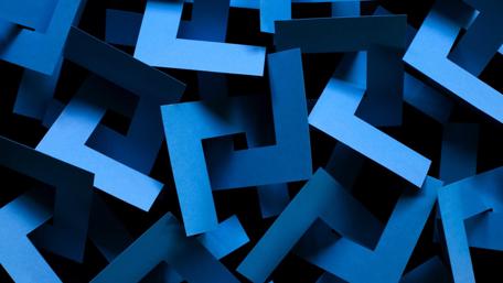 Interlocking Blue Geometric Patterns in 3D Art wallpaper