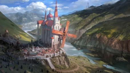Dreamy Castle in a Mystical Valley wallpaper
