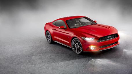 Red Mustang Dream Car on the Open Road wallpaper