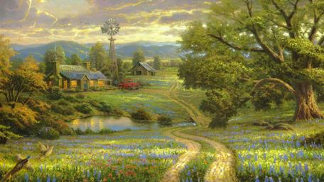 Pastoral Dreamland Amidst Wild Blooms wallpaper